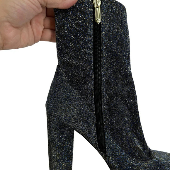 Sam Edelman blue and gold sparkle sock boot heeled 8.5 - Picture 5 of 7